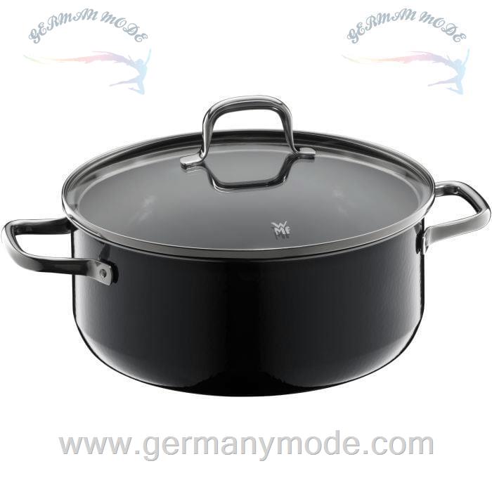 قابلمه 24 سانت درب شیشه ای وی ام اف آلمان WMF FUSIONTEC ESSENTIAL BRATENTOPF MIT DECKEL, 24 CM, BLACK