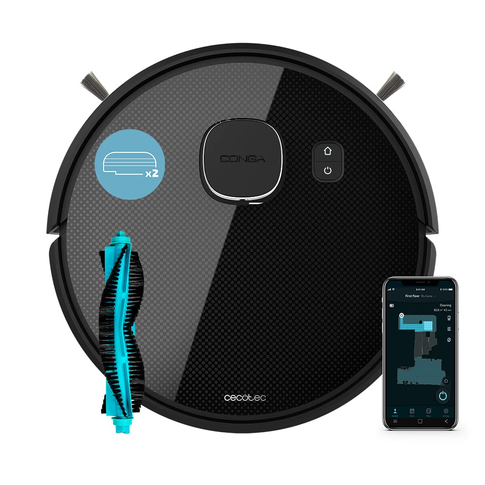 جارو رباتیک سکوتک اسپانیا Cecotec مدل Conga Eternal Laser X-Treme دقیقه کارکرد خودکار 110، ۲۲۰۰ پاسکال، ۳ سطح قدرت و شستشو، برس چند منظوره، ۱۰ برنامه