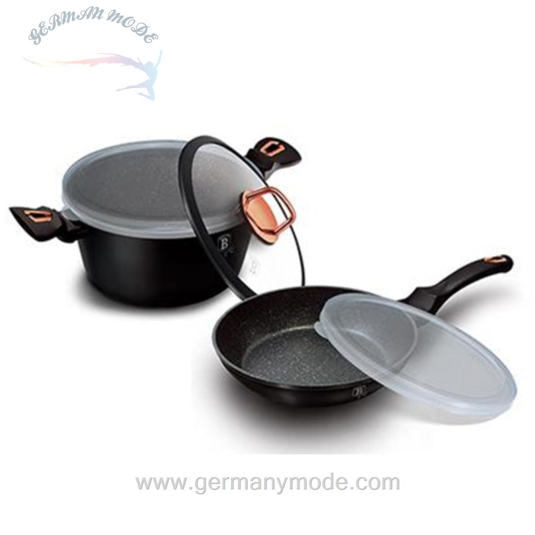 سرویس قابلمه ماهیتابه 5 پارچه برلینگر هاوس مجارستان BerlingerHaus 5-PIECE COOKWARE SET BERLINGER HAUS BH/6790T BLACK ROSE COLLECTION