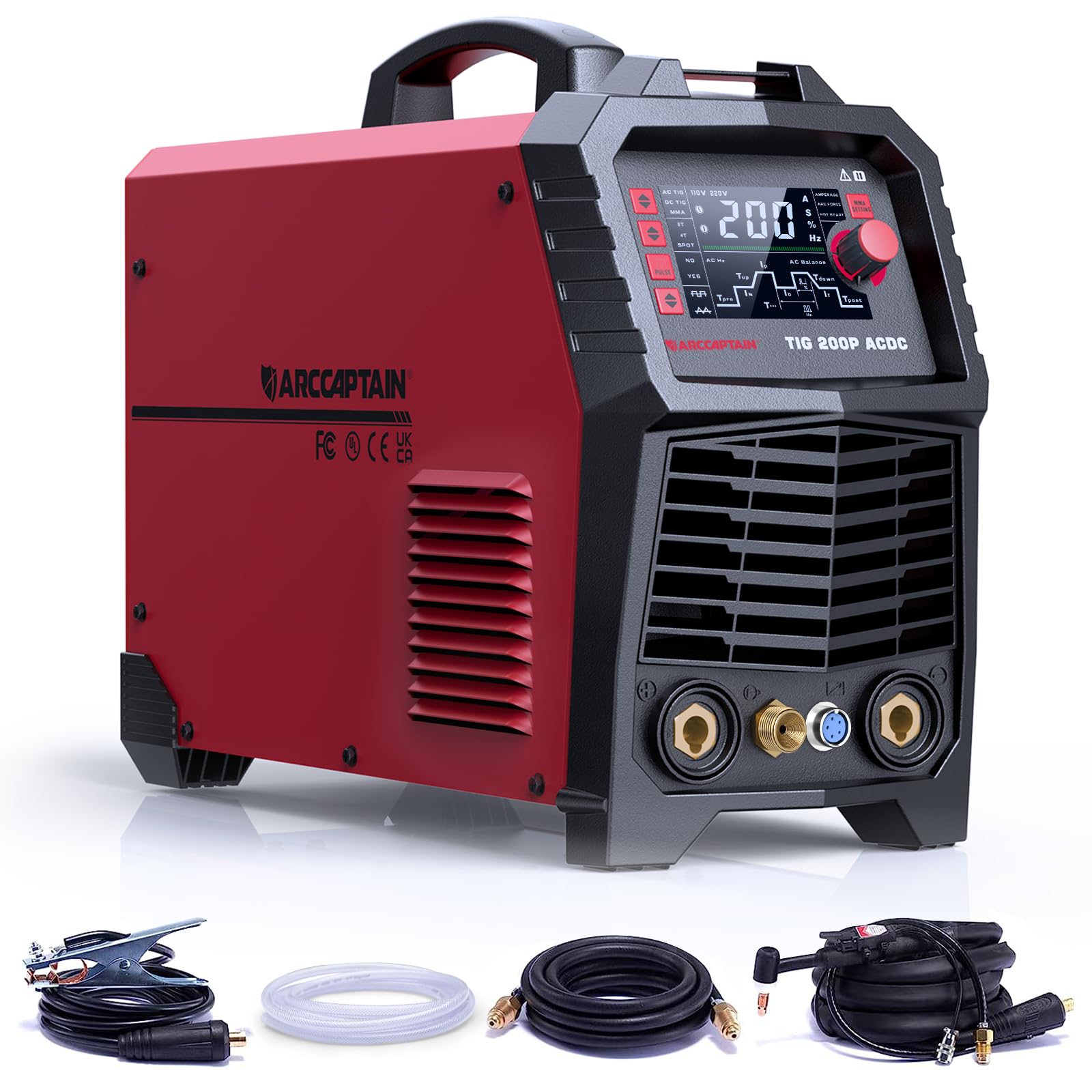 خرید از آمازون - دستگاه جوش ARCCAPTAIN 200 آمپر TIG AC/DC با عملکرد پالس 230 ولت، جوشکاری آلومینیوم ثبت اختراع 99% DARCH ARC، MMA، IGBT، 5 سال ضمانت TIG200P ACDC