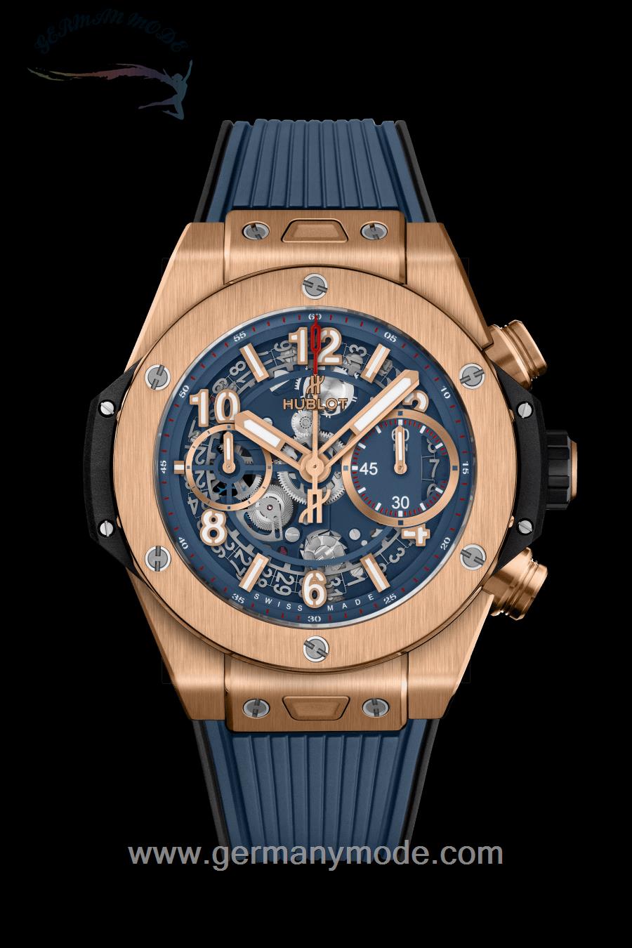 ساعت مچی مردانه هابلوت سوئیس HUBLOT UNICO KING GOLD BLUE 42MM