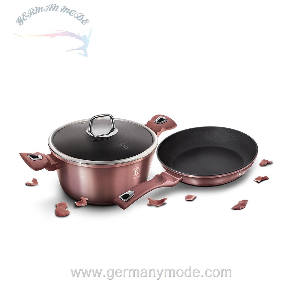 سرویس قابلمه ماهیتابه 3 پارچه برلینگر هاوس مجارستان BerlingerHaus 3-PIECE COOKWARE SET BERLINGER HAUS BH/6042 I-ROSE COLLECTION