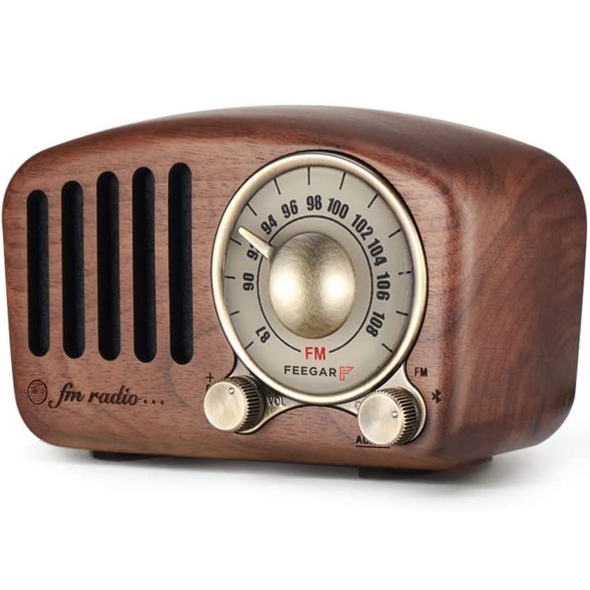 خرید از آمازون - بلندگوی بلوتوث رترو Radio Feegar، رادیو FM قدیمی با سبک کلاسیک قدیمی، تقویت باس قوی، صدای بلند، اسلات کارت F و عملکرد Aux پخش کننده MP3، کارت MicroSD (قهوه‌ای)