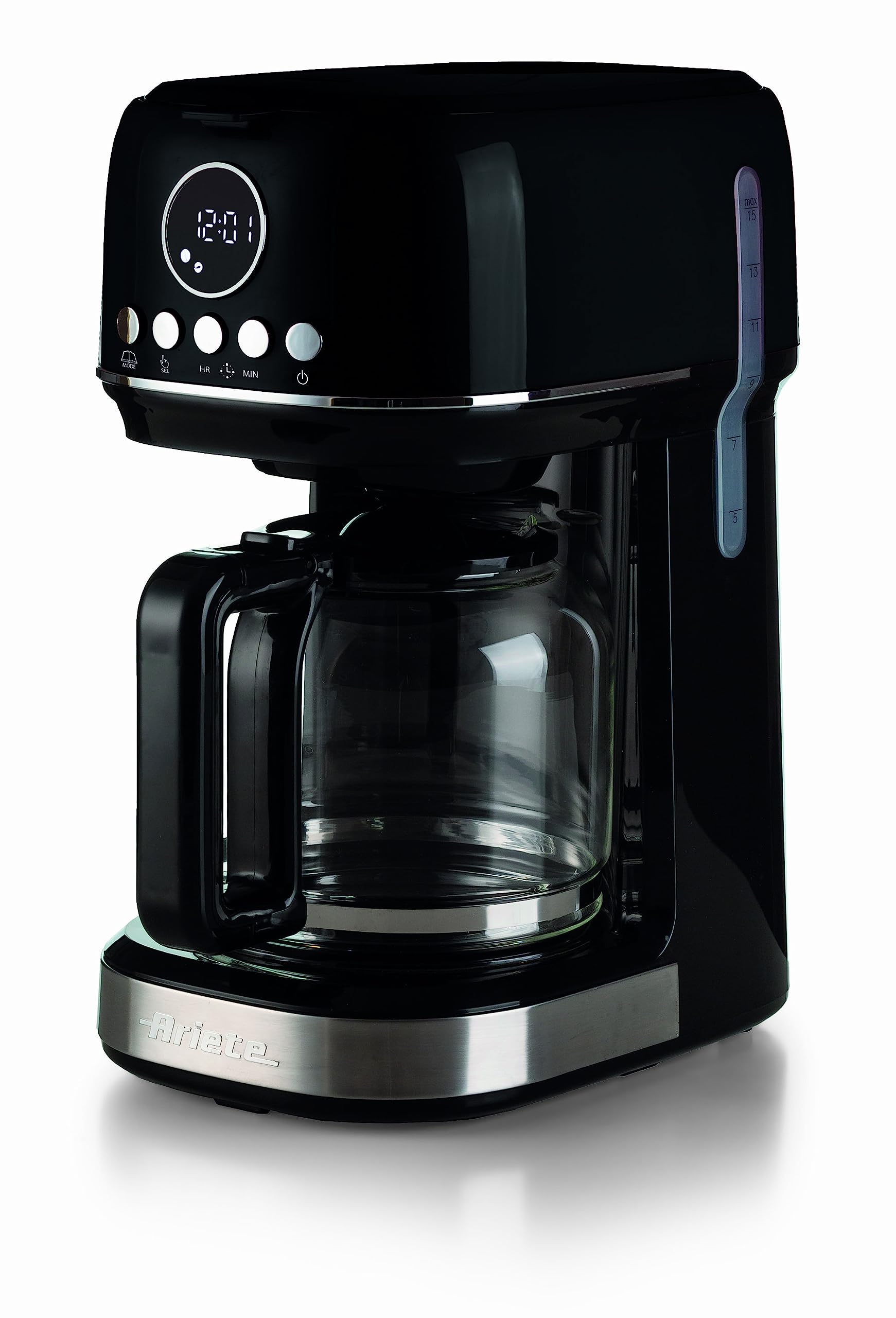 قهوه ساز فیلتر مدرن Ariete 1396 قهوه آمریکایی ظرفیت تا 15 فنجان پایه گرمکن صفحه نمایش LCD مشکی