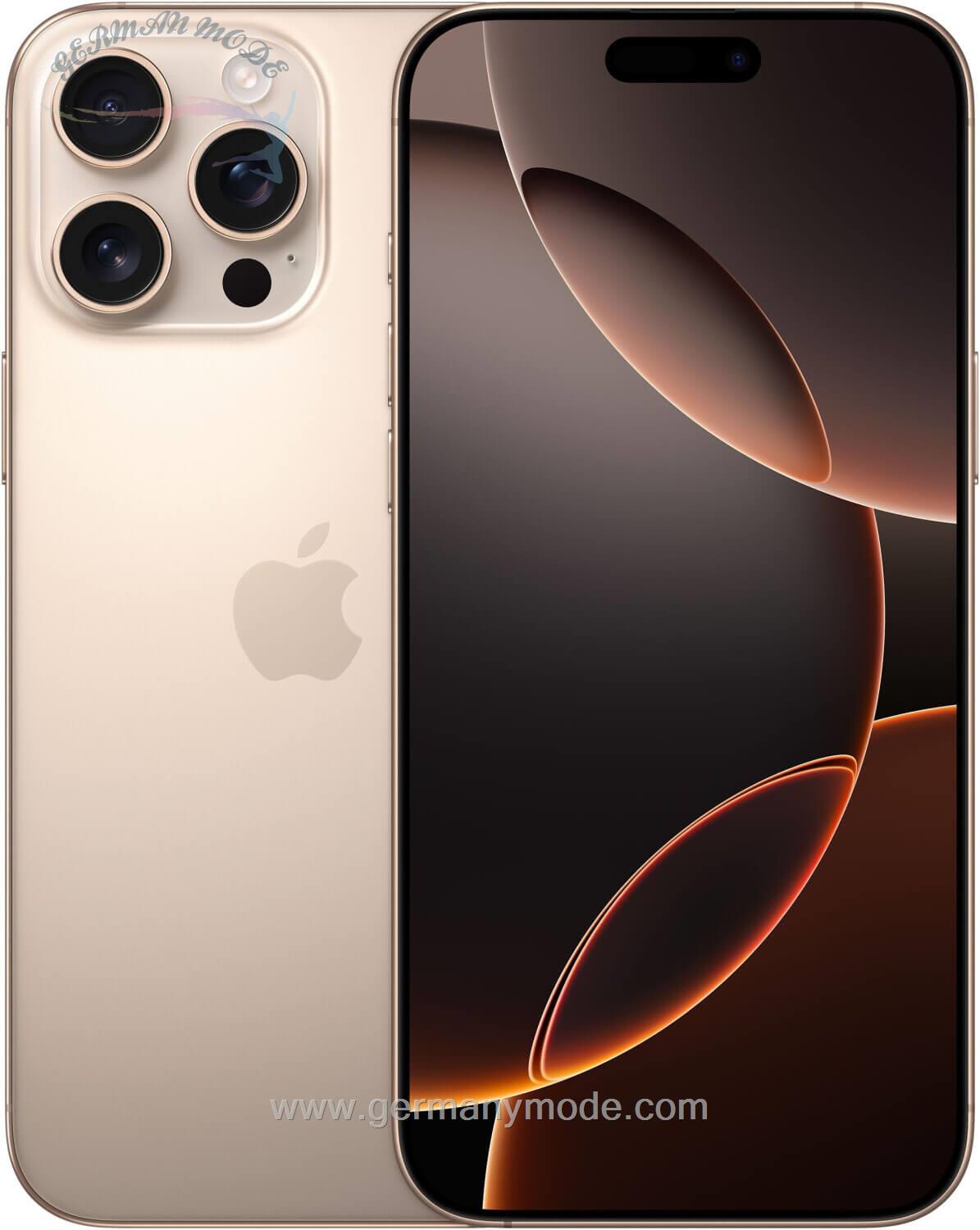 گوشی موبایل اپل آیفون 16 پرو مکس 512 گیگابایت Apple iPhone 16 Pro Max Smartphone 17,4 cm/6,9 Zoll, 512 GB Speicherplatz, 48 MP Kamera Titan Wüstensand