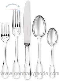 سرویس قاشق چنگال 24 پارچه با روکش نقره کریستوفل فرانسه CHRISTOFLE CLUNY 24-Piece Silver-Plated Flatware Set with Free Chest