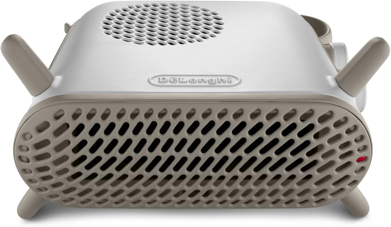 بخاری فن دار دلونگی ایتالیا DeLonghi Fit HFS70B20.WH، بخاری فن بی صدا، موقعیت یابی عمودی و افقی، برقی با ترموستات ایمنی، 3 سرعت فن، 2000 وات، سفید
