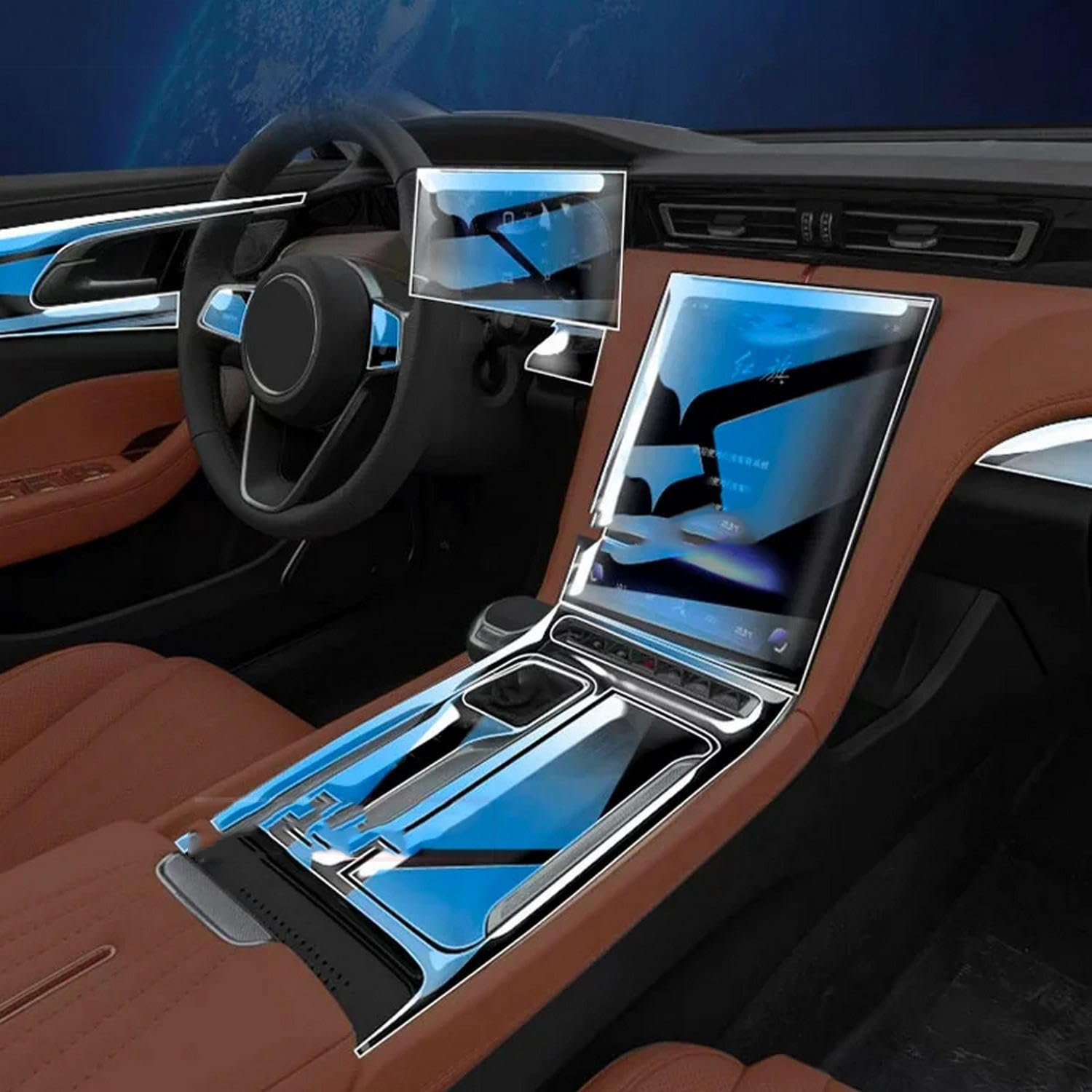 خرید از آمازون - فیلم TPU شفاف داخلی خودرو SONAMUA برای Hongqi H5 2022 2023 مشکی