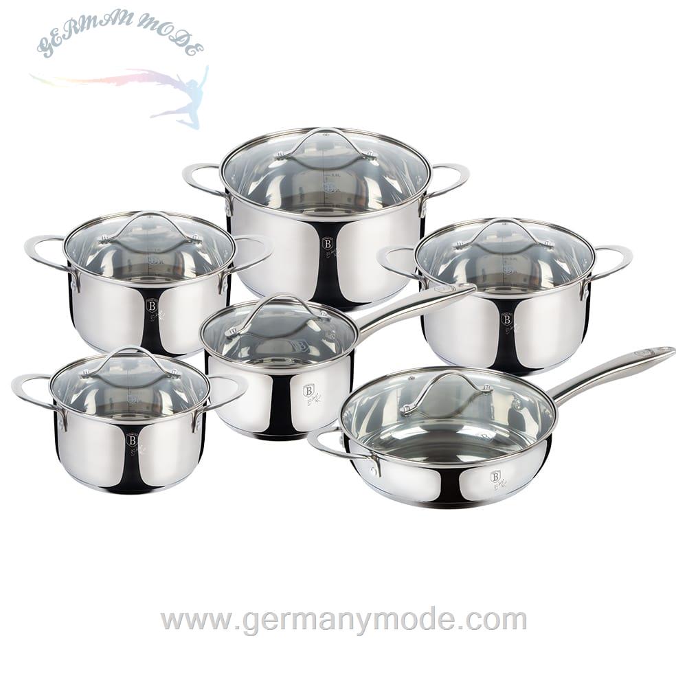 سرویس قابلمه ماهیتابه 12 پارچه برلینگر هاوس مجارستان BerlingerHaus 12-PIECE COOKWARE SET BH 6661 SILVER JEWELLERY COLLECTION