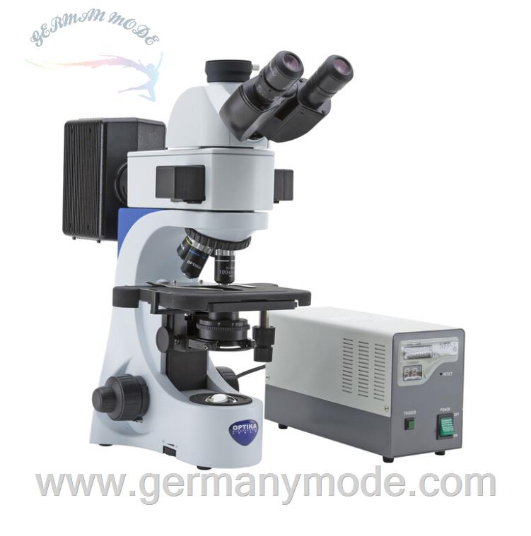 میکروسکوپ اپتیکا ایتالیا OPTIKA Mikroskop B-383FL, trino, FL-HBO, B G Filter, N-PLAN, IOS, 40x-1000x, EU