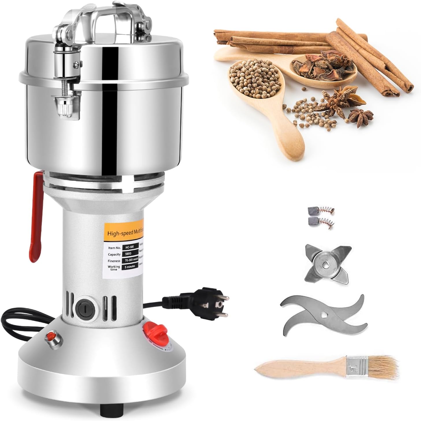 آسیاب غلات و قهوه برقی صنعتی، آسیاب غلات Aomdom 500 گرمی آسیاب برقی فولاد ضد زنگ 28000 دور در دقیقه آسیاب برقی با موتور قدرتمند با سرعت بالا آسیاب 30s آسیاب خوب برای غلات آشپزخانه ادویه ذرت