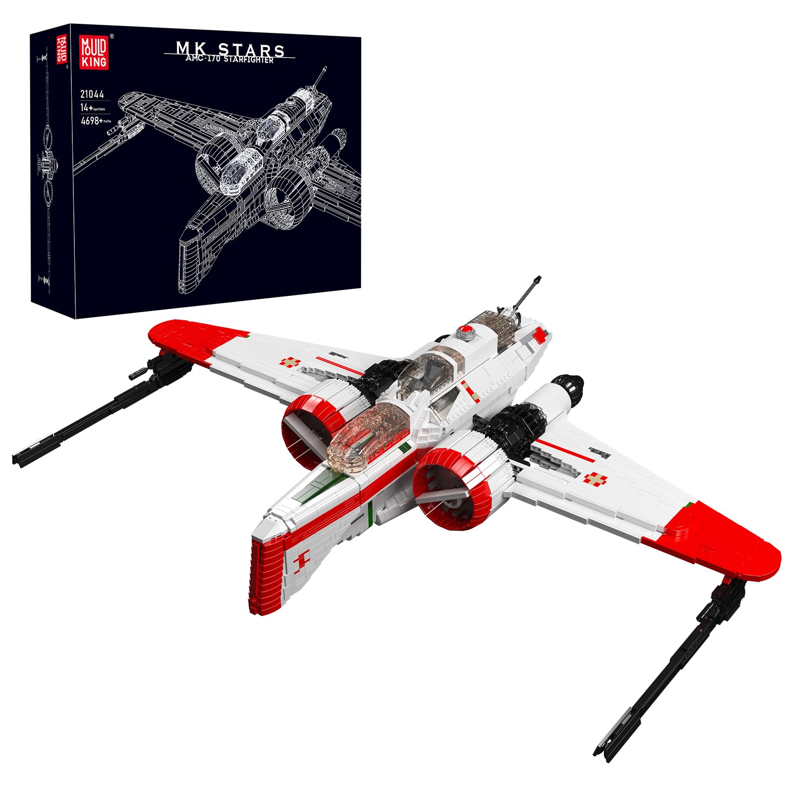 خرید از آمازون - Mold King 21044 Technology ARC-170 Starfighter Spaceship Model, UCS Airplane 4698 Pieces Space Destroyer Blocks Building, Large Sci-Fi Super Star Spaceship MOC بست ساختمان بلوک های فناوری