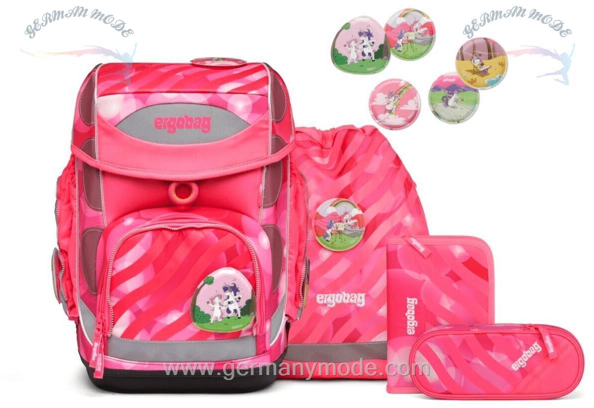 ست 5 تایی کوله پشتی مدرسه 19 لیتر کوله ورزشی جامدادی دخترانه ارگوبگ ergobag Cubo Set (2023) KuntBärbuntes Einhorn
