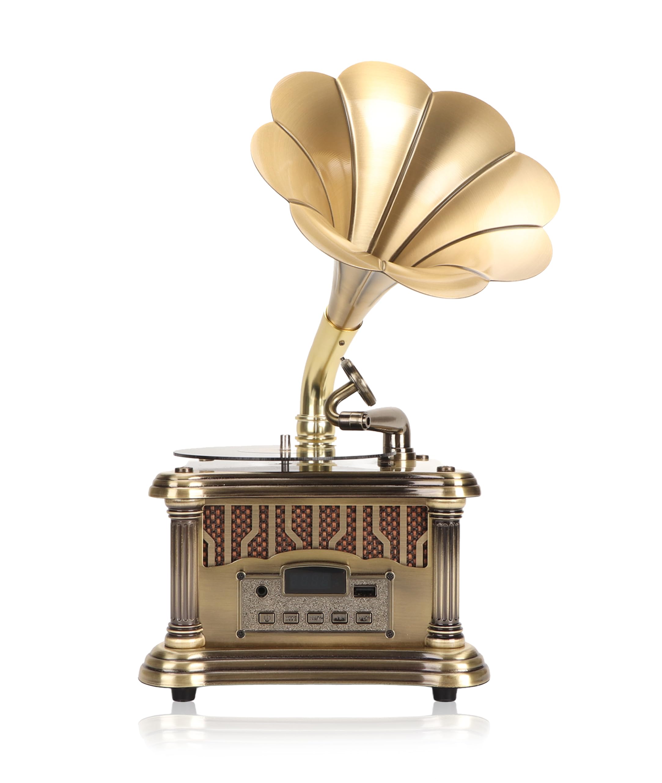 خرید از آمازون - Retro Gramophone HiFi Stereo Sound Gramophone Turntable Record Player 4.2 ماژول بلوتوث رادیو تک کلید برای دکوراسیون منزل