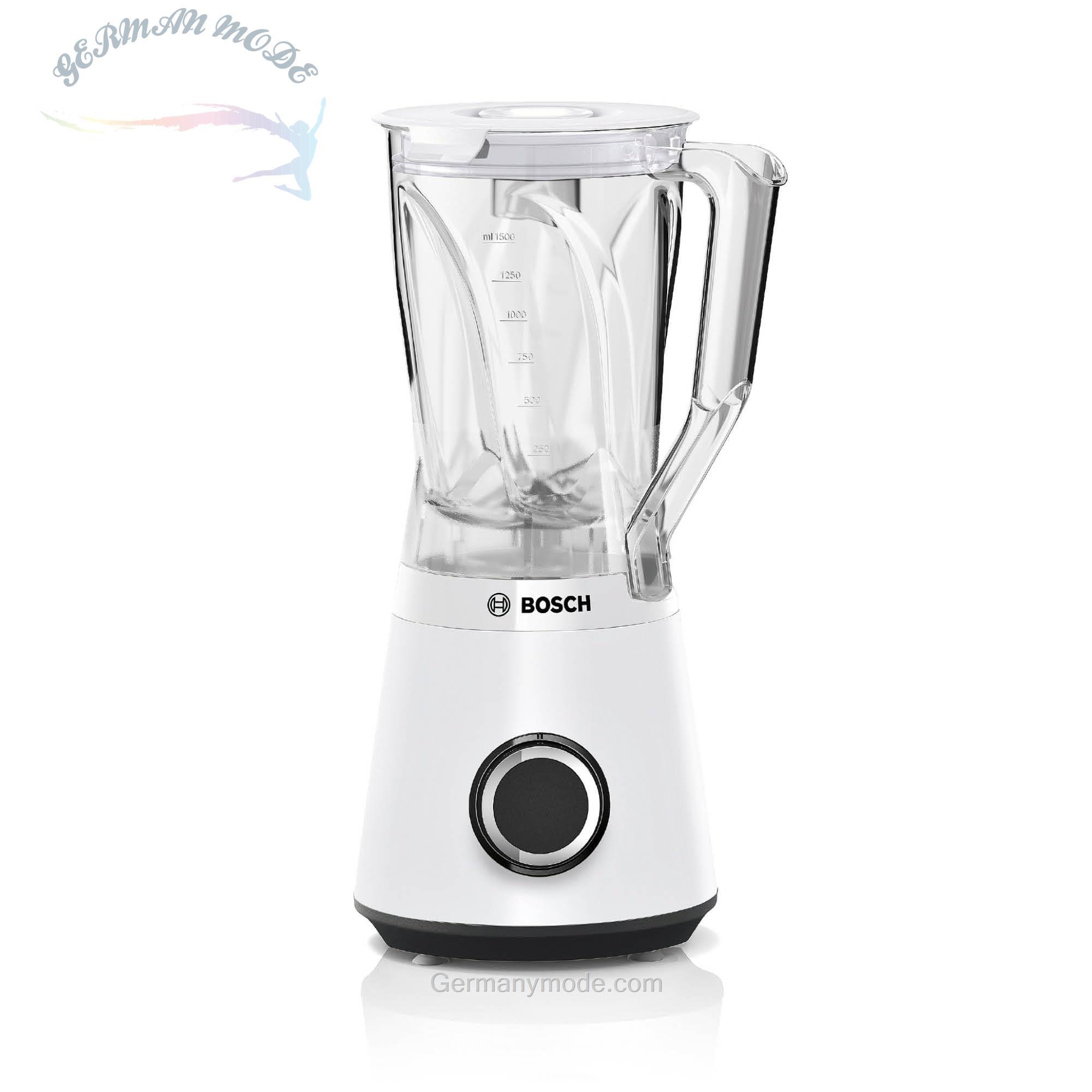 مخلوط کن بوش آلمان Bosch MMB6141W، تیغه های فولادی ضد زنگ با کیفیت بالا، ظرف مخلوط کن Tritan 1.5 لیتری، 30000 دور در دقیقه، 1200 W، سفید