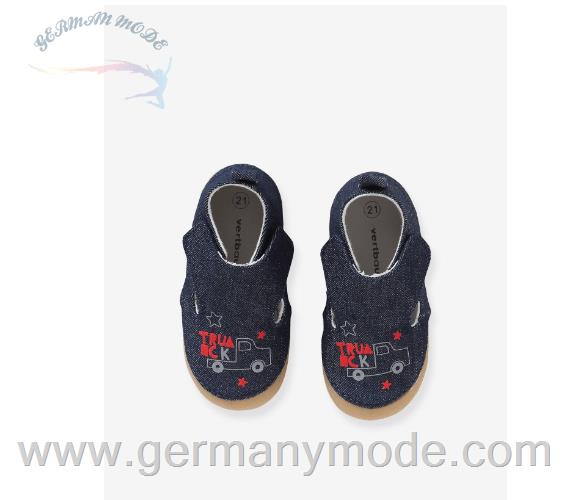 کفش کودک نو پا ورت فرانسه Vertbaudet Baby Jungen Hausschuhe mit Klett - blau