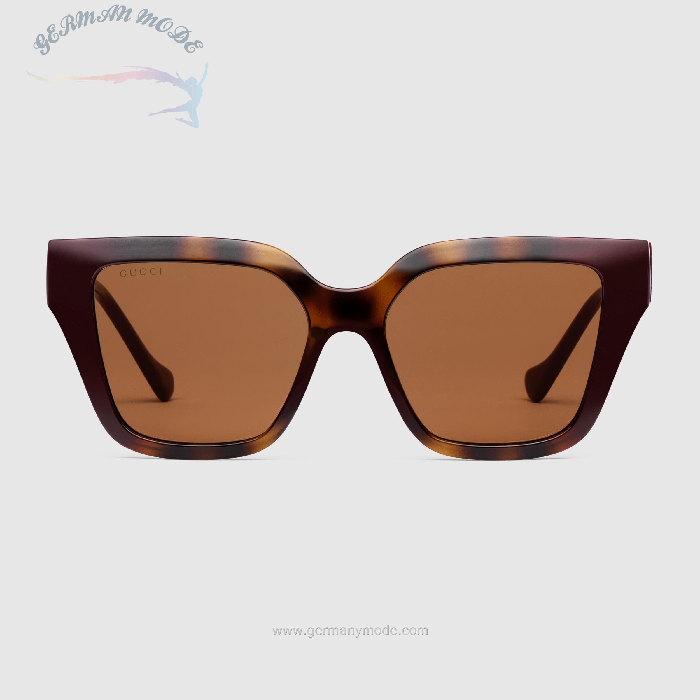 عینک آفتابی زنانه گوچی ایتالیا GUCCI Sonnenbrille mit rechteckigem Rahmen Modell ‎681138 J1691 6223
