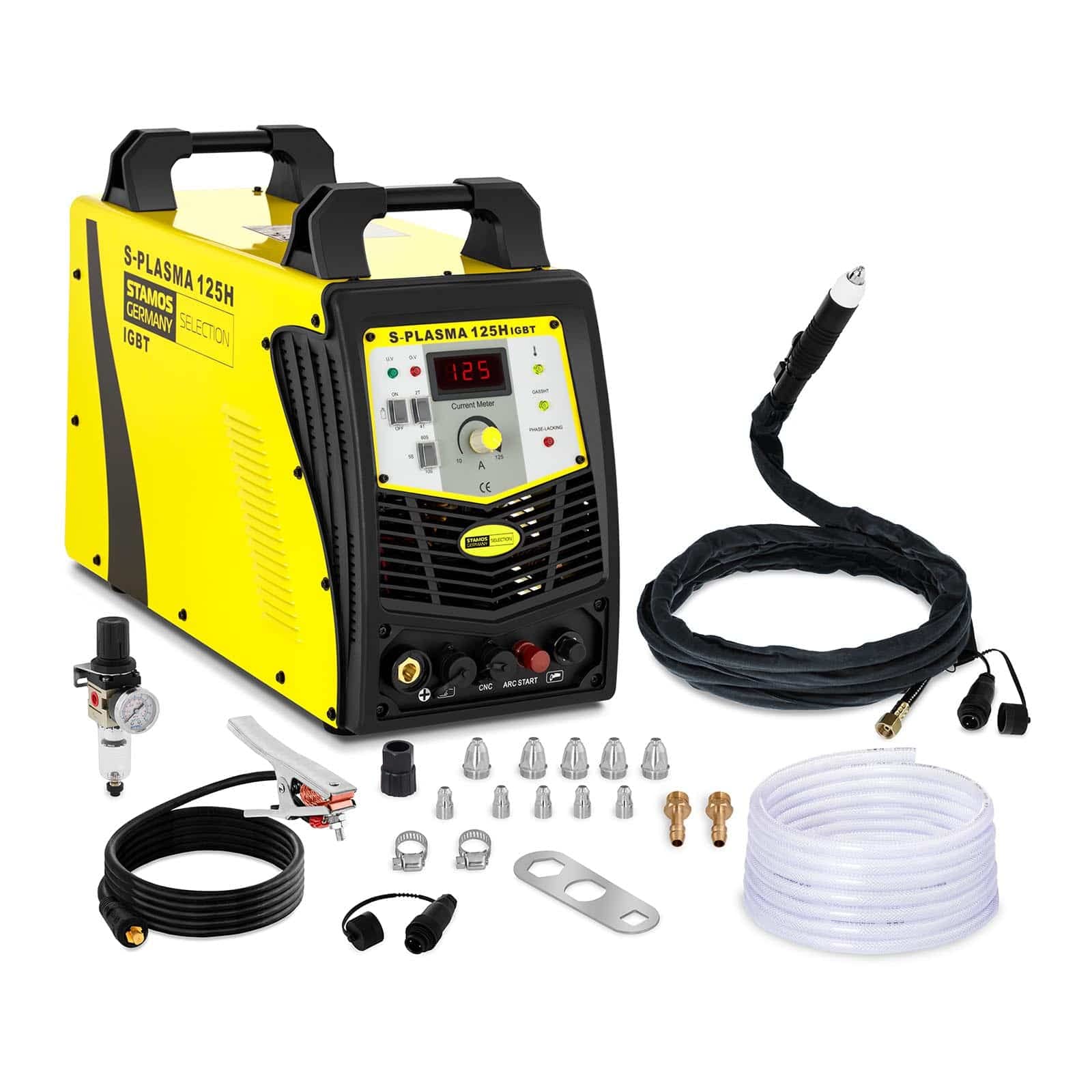 خرید از آمازون - Stamos Welding Group S-Plasma 125CNC کاتر پلاسما اشتعال پیلوت برش پلاسما کاتر پلاسما دستگاه جوش دستگاه جوش پلاسما (400 V، جریان برش 10-125 A، عمق برش تا 34 میلی متر، 2T/4T)