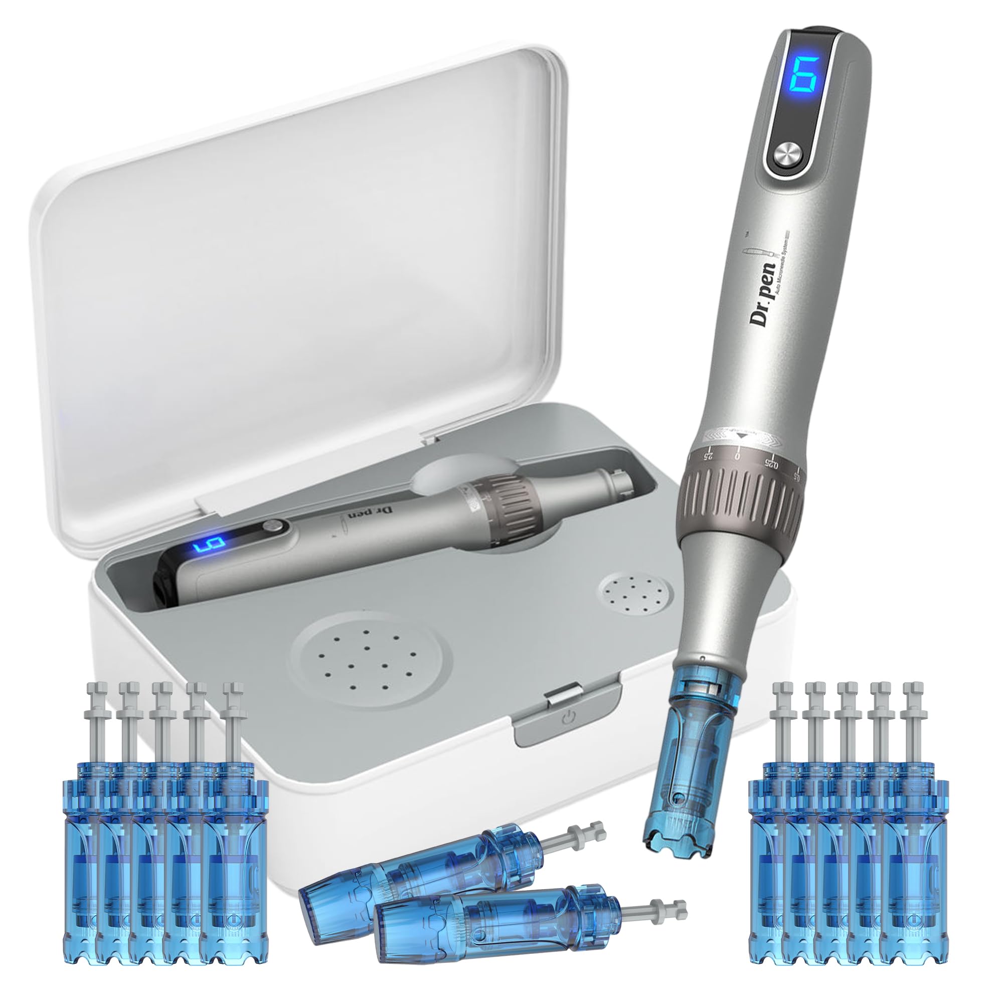 خرید از آمازون - Micro Needle Dr. Pen M8S, Auto Microneedling Pen Mesotherapy Treatment in home, Skin Derma Roller Wireless Microneedle قلم حرفه ای برای رشد ریش صورت، بدن، مو با 10 کارتریج جایگزین