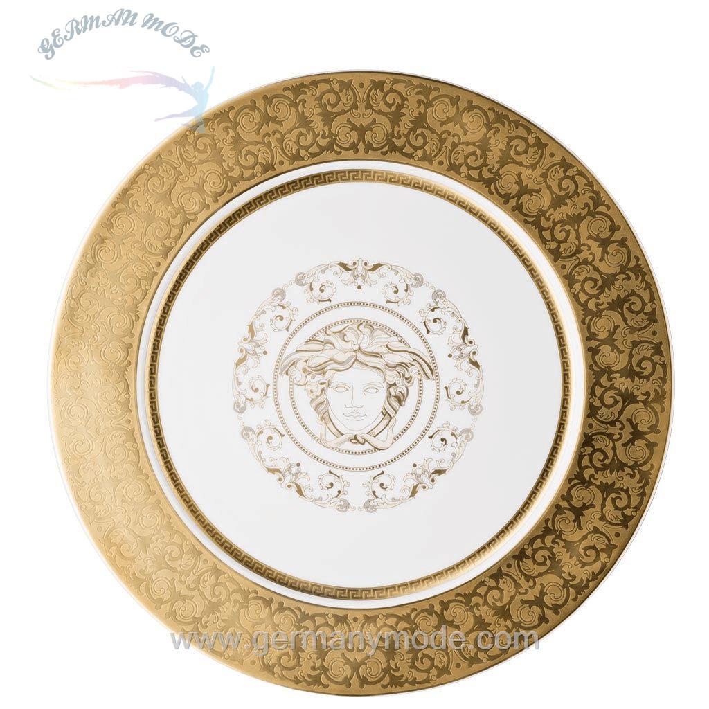 بشقاب دکوری روزنتال ورساچه ایتالیا Rosenthal meets Versace Servierteller Versace Medusa Gala Gold Platzteller 33 cm Porzellan
