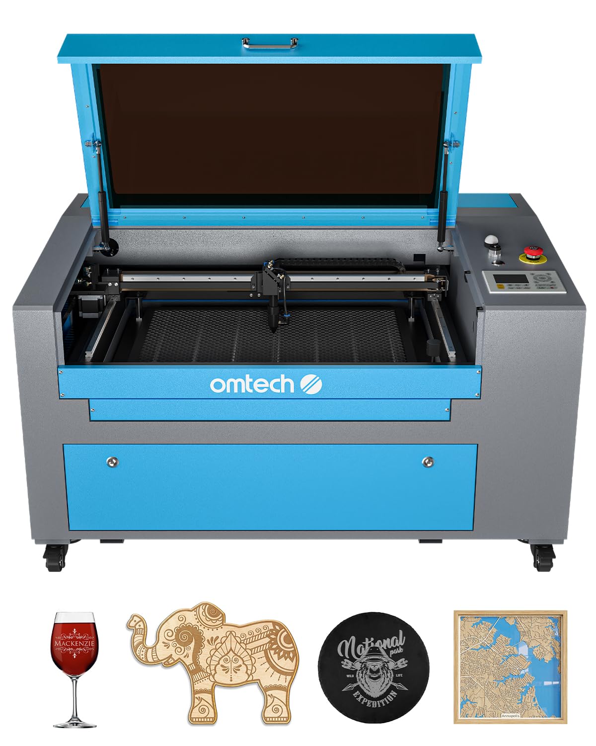 خرید از آمازون - دستگاه حکاکی لیزر CO2 OMTech دستگاه برش لیزر 60 وات دستگاه حکاکی لیزری 600x400 میلی متر دستگاه حکاکی لیزری CO2 برش لیزری 60 وات، 600 x 400 میلی متر