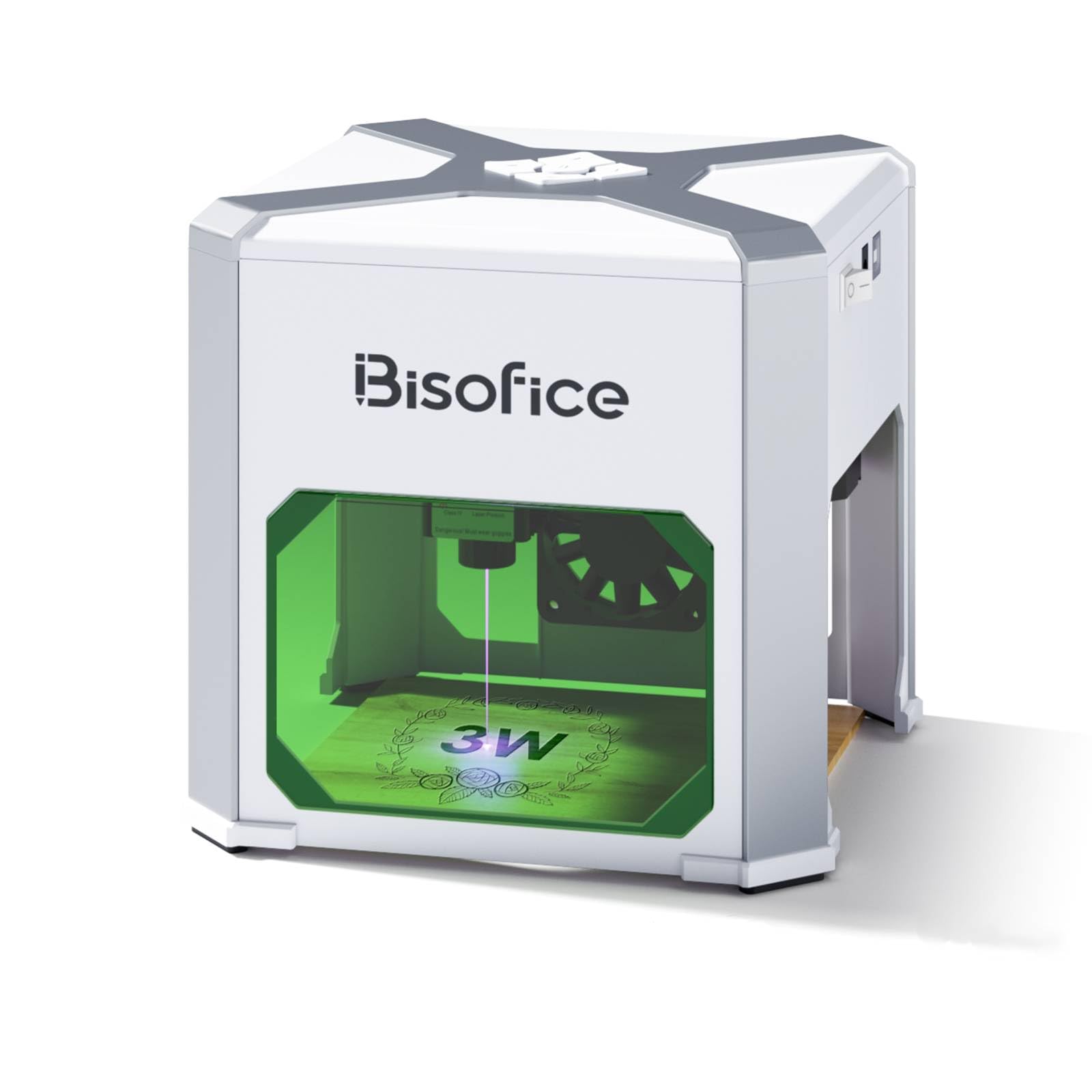 خرید از آمازون - دستگاه حکاکی لیزری Bisofice K6 3W، دستگاه حکاکی لیزری مینی 80x80mm حکاکی لیزری 80x80mm با دقت حکاکی 0.05mm، اتصال BT، برای تراشه های چوب، کاغذ، چرم، پارچه