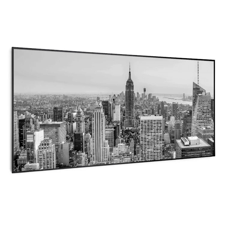 بخاری مادون قرمز هوشمند کلارشتاین آلمان Klarstein Wonderwall Air Art Smart Infrarotheizung New York City Schwarzer Rahmen 120 x 60 cm