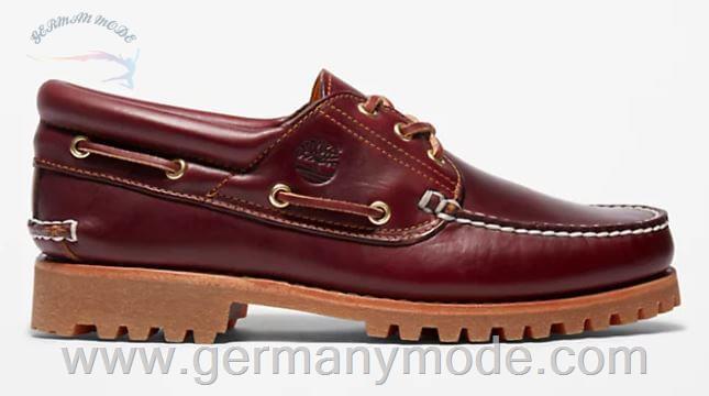 کفش دست دوز کلاسیک مردانه تیمبرلند آمریکا Timberland 3 EYE LUG HAND STITCHED BOAT SHOE FOR MEN IN BURGUNDY