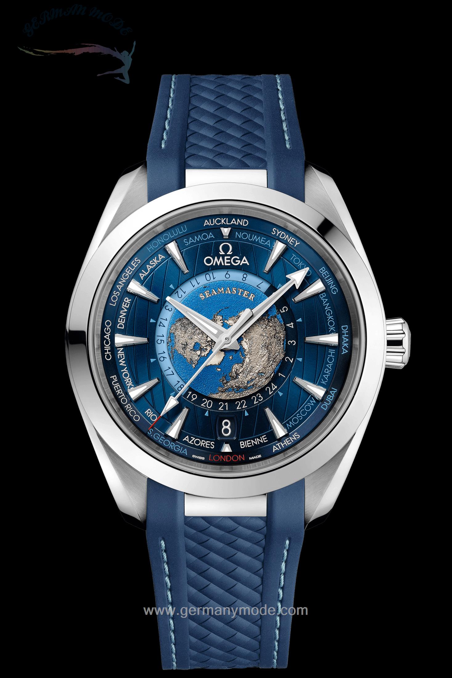 ساعت مچی مردانه امگا سوئیس Omega- AQUA TERRA 150 M- CO-AXIAL MASTER CHRONOMETER GMT WORLDTIMER