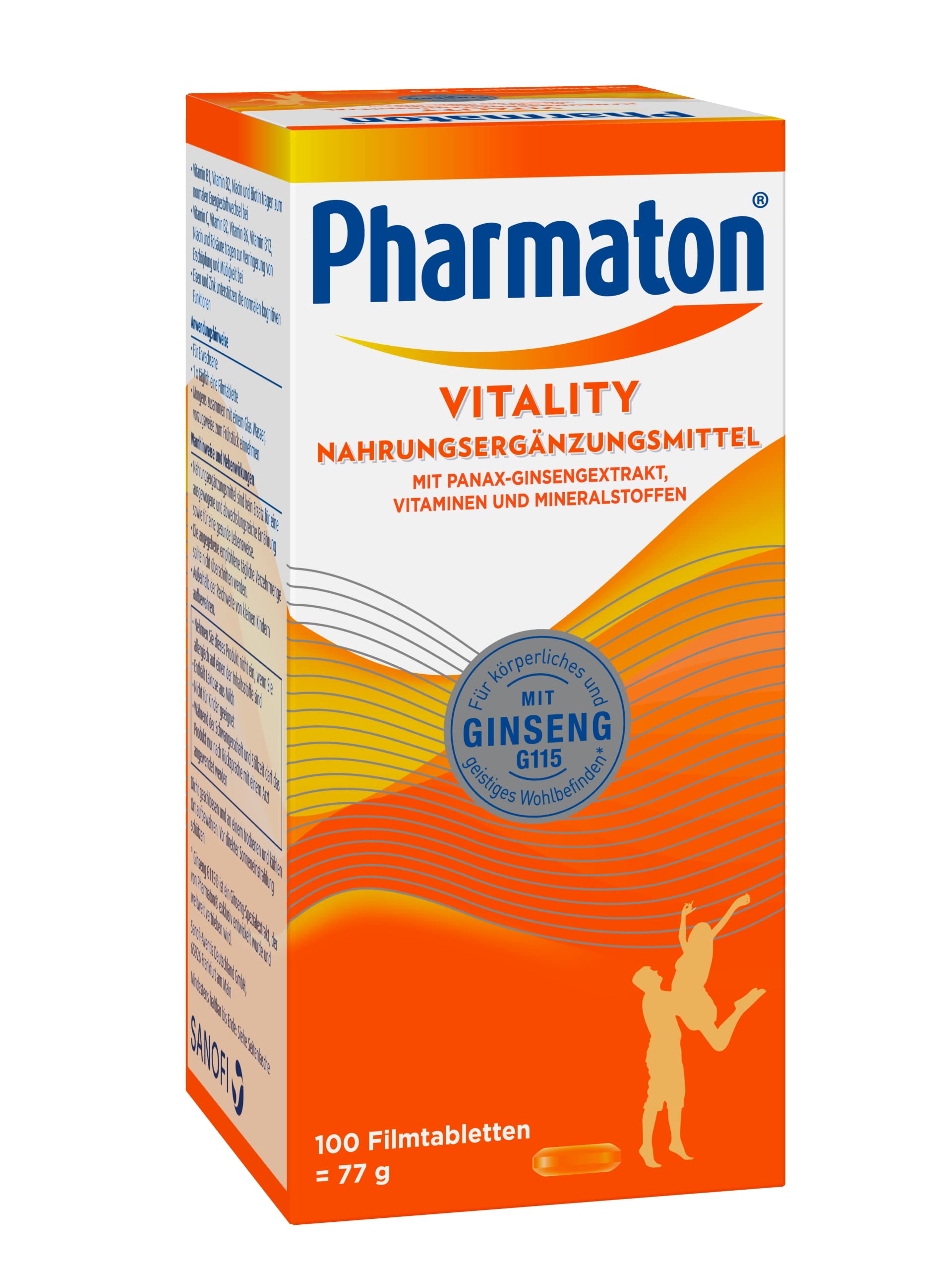 Pharmaton Vitality، قرص‌های روکش‌دار ۷۷ گرمی، ۱۰۰ عدد، مکمل غذایی حاوی عصاره جینسینگ Panax G115، ویتامین‌ها و مواد معدنی