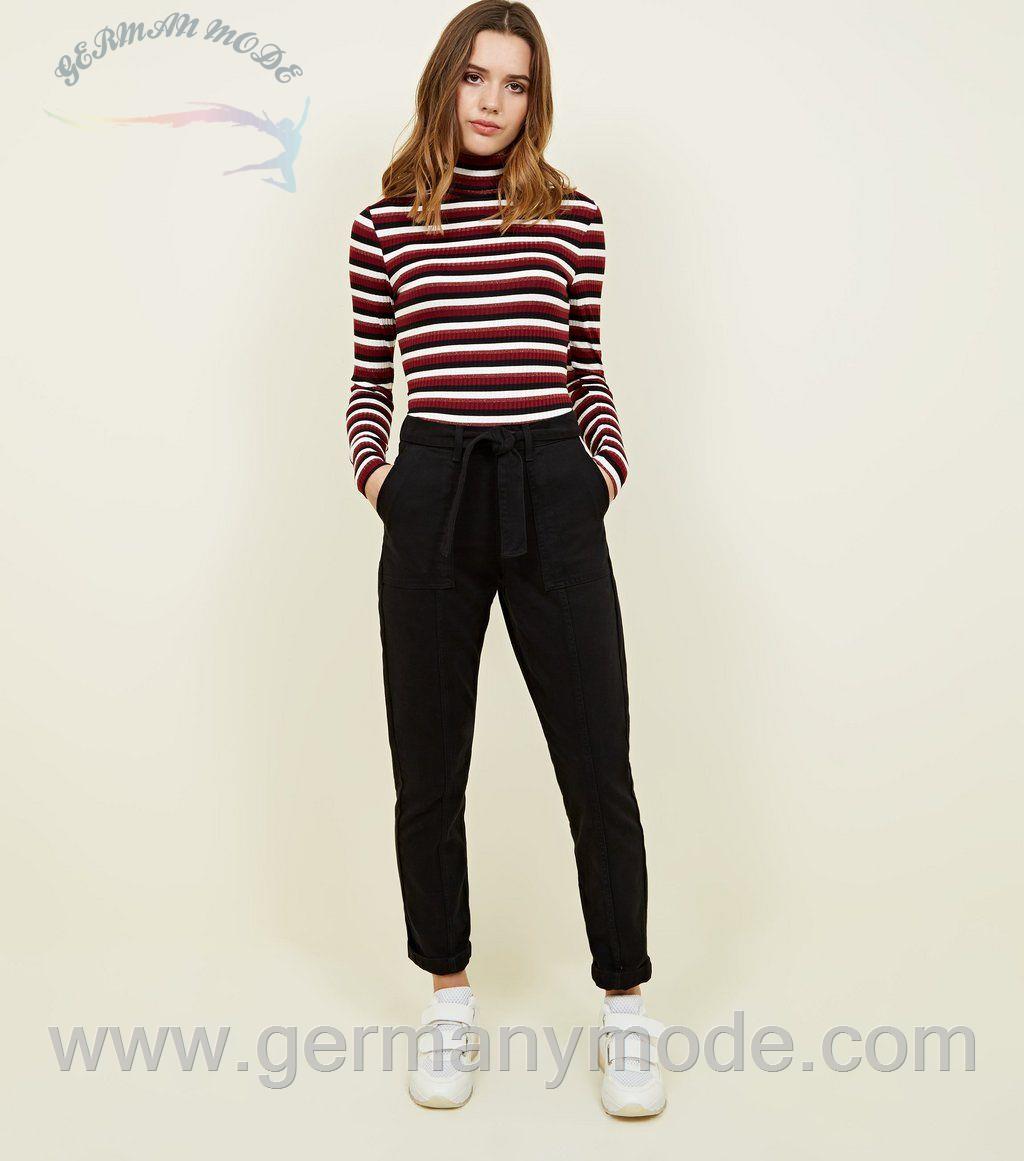 شلوار جین زنانه نیولوک (انگلستان) Beige schmal geschnittene Utility Jeans mit Bindegürtel