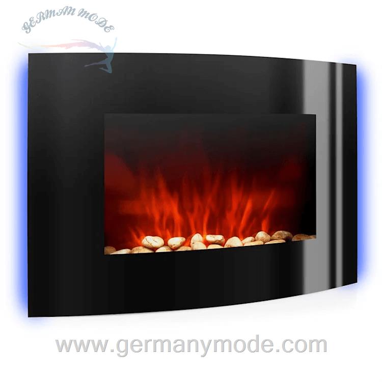 شومینه برقی توکار کنترل از راه دور کلارشتاین آلمان Klarstein Lausanne Elektrischer Kamin Schwarz 2000 watt