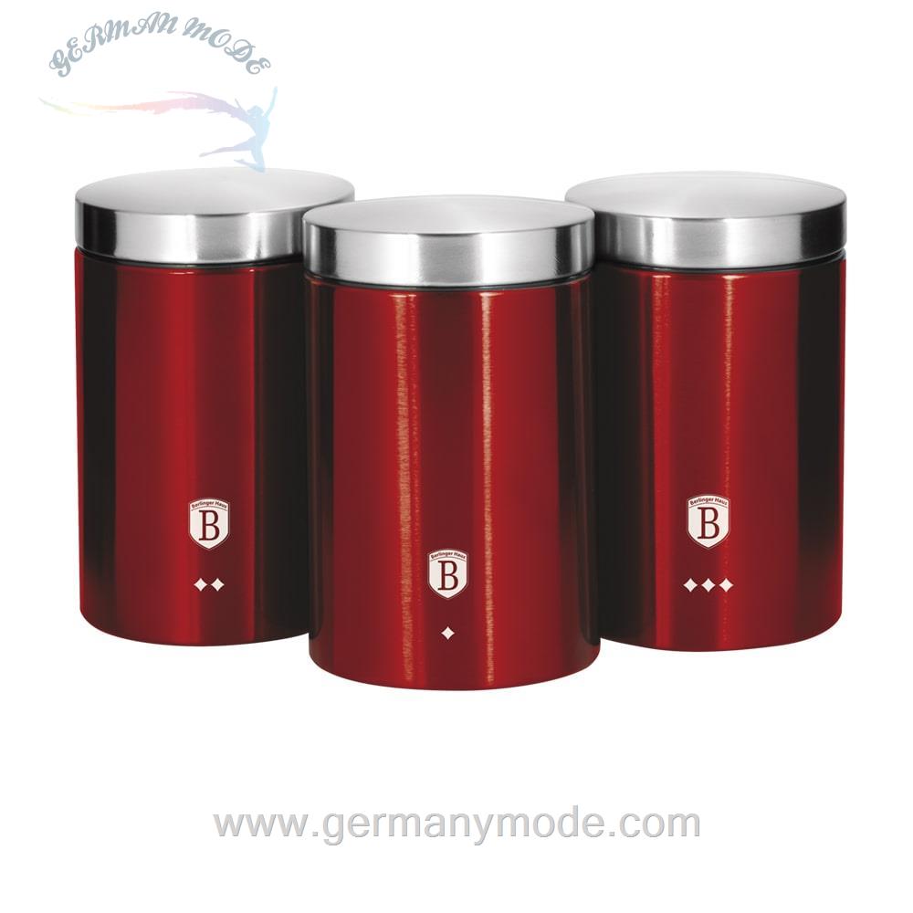 ست قوطی آشپزخانه برلینگر هاوس مجارستان Berlinger Haus 3 Piece Kitchen Canister Set BH/1343 Burgundy Collection