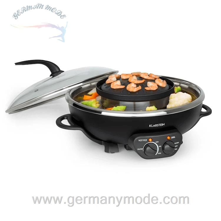 فوندو ساز کلارشتاین آلمان Klarstein Szechuan 2-in-1 Hot Pot Elektrogrill, Elektrogrill Schwarz 1950 watt