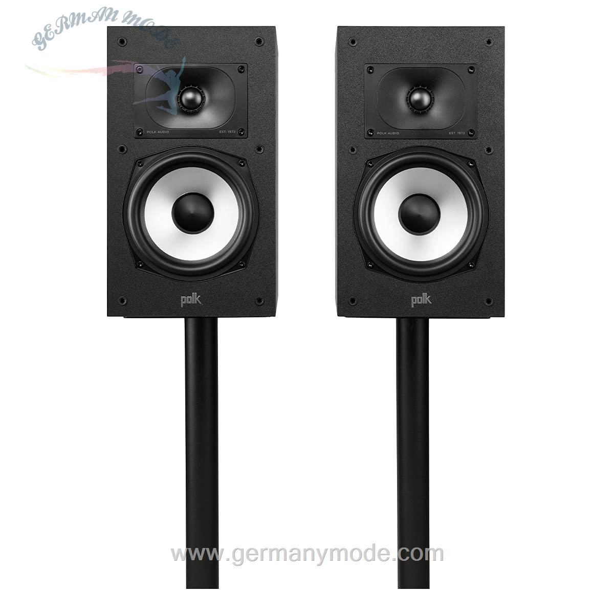 بلندگو استریو پایه ار Polk Audio Monitor XT20، بلندگوهای استریو، بلندگوهای فراگیر، دارای گواهی Hi-Res، سازگار با Dolby Atmos و DTS:X، بلندگوهای HiFi و سینمای خانگی (جفت)، بلندگوهای قفسه کتاب MXT20 مشکی (جفت)