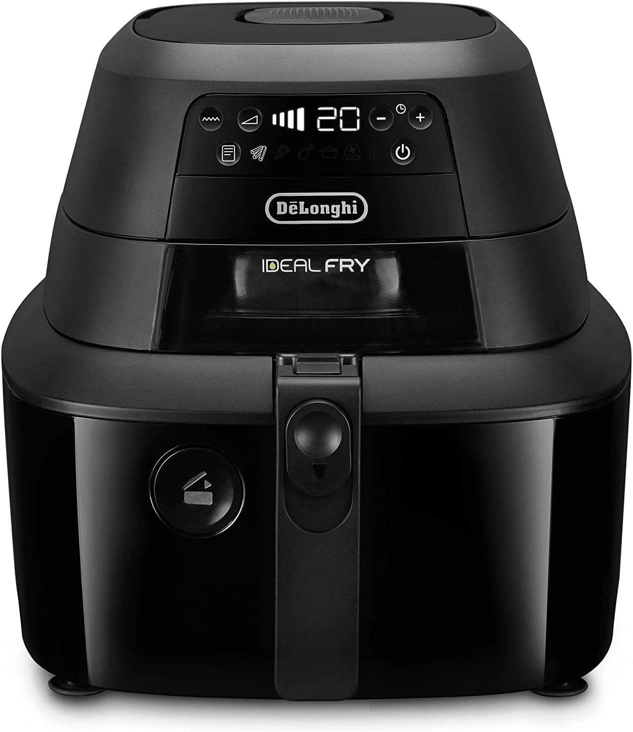 سرخ کن هوای گرم دلونگی ایتالیا DeLonghi FH2184.BK IDEALFRY ظرفیت 1.25 کیلوگرم، پنل کنترل دیجیتال، 5 برنامه از پیش تعیین شده، سوراخ سوراخ، سیستم دوتایی SHS، سرخ کردن آسان، سینی قابل جابجایی 3.9 لیتری، مشکی
