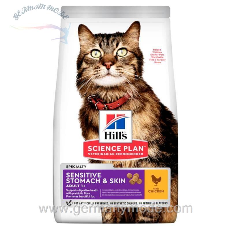 غذا خشک گربه معده و پوست هیل آلمان Hill's Feline Science Plan Adult Sensitive Stomach & Skin 300g