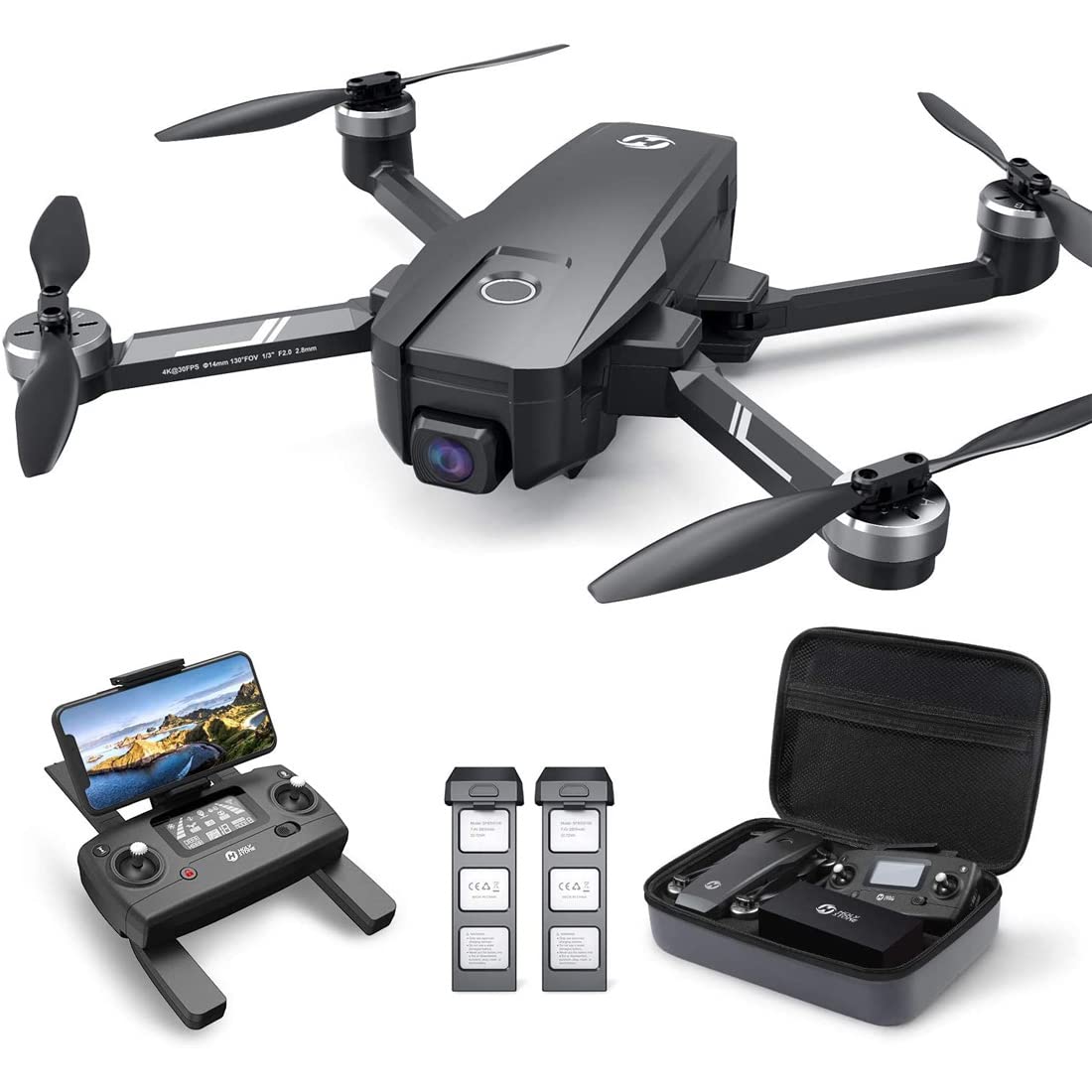 خرید از آمازون - پهپاد GPS HS720E Holy Stone با دوربین 4K EIS UHD، کنترل از راه دور کوادروکوپتر با 2 باتری، مدت زمان طولانی پرواز، من را دنبال کنید، انتقال وای فای 5G، بازگشت به خانه، موتور براشلس، دوربین ضد لرزش برای مبتدیان