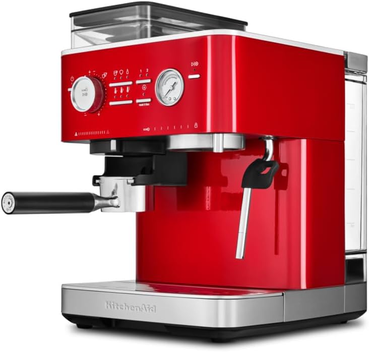 اسپرسو ساز آسیاب دار نیمه اتوماتیک کیچن اید آمریکا KitchenAid Artisan با آسیاب، عشق سیب قرمز، 5KES6551ECA، قهوه ساز