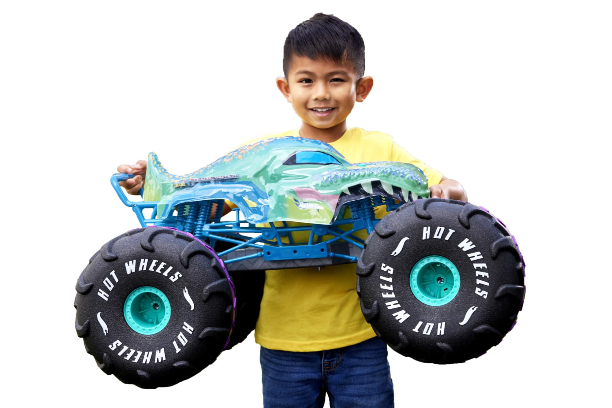 خرید از آمازون - Hot Wheels RC Monster Trucks Mega-Wrex 1:6، کامیون اسباب بازی کنترل از راه دور بسیار بزرگ، طول بیش از 60 سانتی متر، HPK28