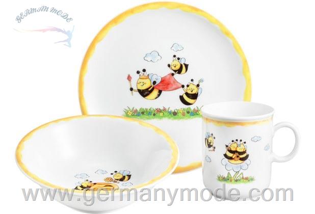 سرویس غذاخوری چینی بچگانه 3 پارچه سلتمن ویدن آلمان Seltmann Weiden Kindergeschirr-Set Compact (3-tlg), Porzellan,Fleißige Bienchen