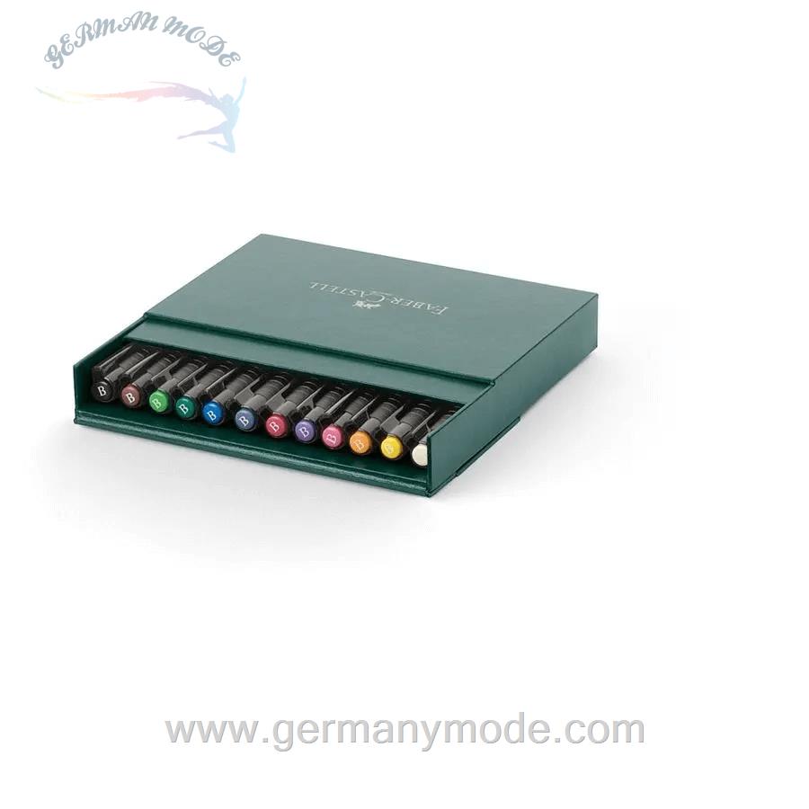 ماژیک حرفه ای پیت آرتیست 12 رنگ فابرکاستل آلمان FABER CASTELL Pitt Artist Pen Brush Tuschestift 12er Atelierbox