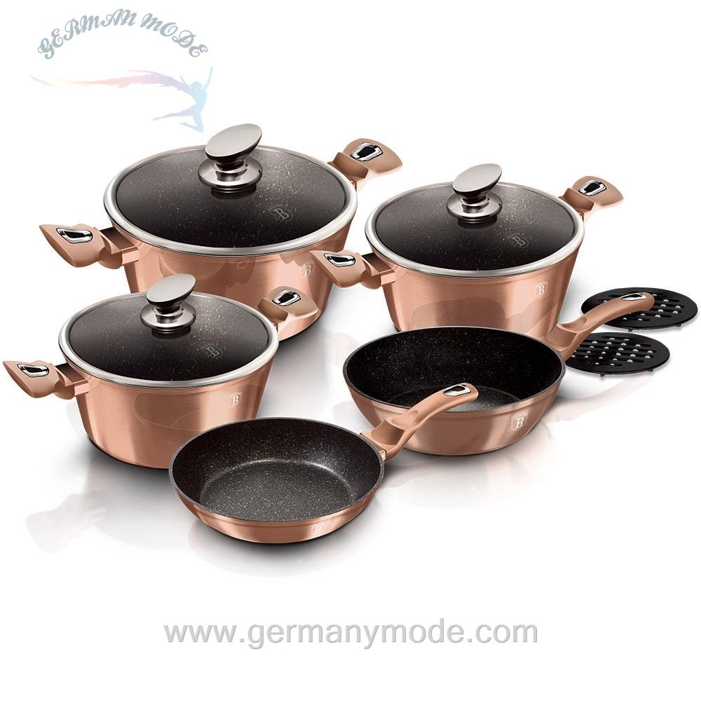 سرویس قابلمه ماهیتابه 10 پارچه برلینگر هاوس مجارستان BerlingerHaus 10-PIECE COOKWARE SET-1220N ROSE GOLD COLLECTION