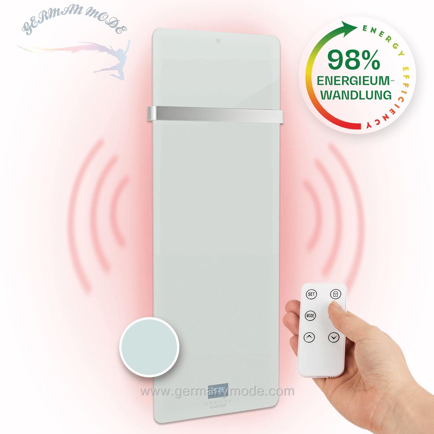 بخاری پنل گرمایش مادون قرمز حوله خشک کن کلارشتاین آلمان Klarstein Hot Spot Crystal IR Infrarot-Heizung Heizpanel, Infrarot-Heizung Weiß