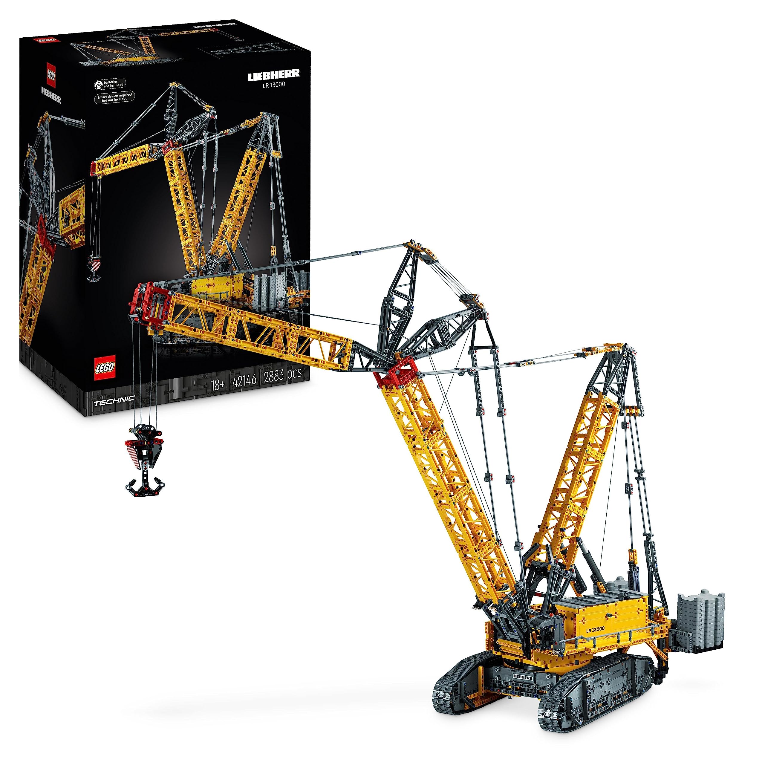 خرید از آمازون - مجموعه جرثقیل خزنده LEGO 42146 Technic Liebherr LR 13000، مدل خودروی ساخت و ساز با کنترل از راه دور با برنامه Control+، کیت مدل جرثقیل با سیستم وینچ و بوم لوفینگ، هدیه کریسمس برای بزرگسالان
