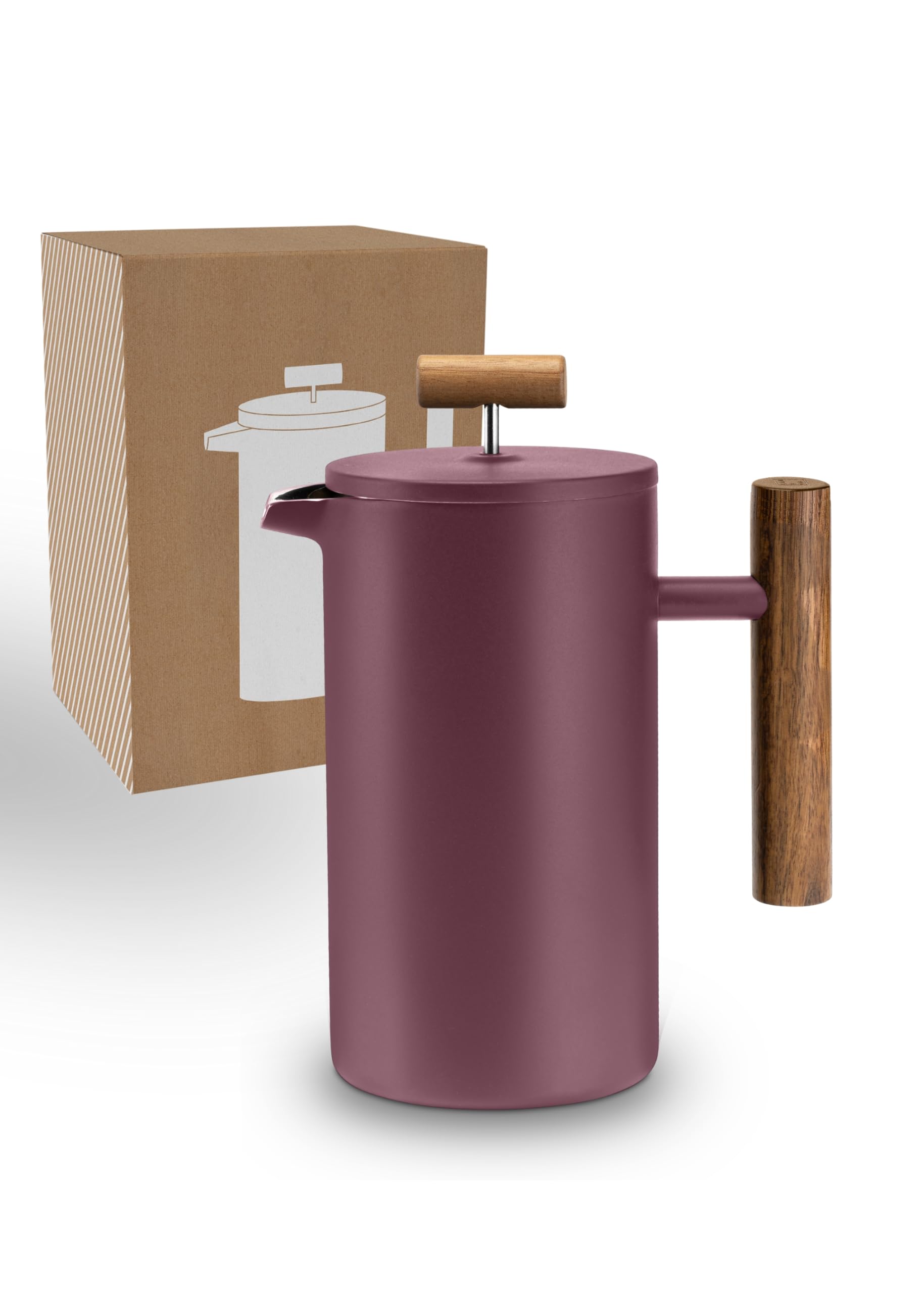 قهوه ساز چای ساز فرنچ پرس Lambda Coffee Thermo French Press Stainless Steel I 3 سایز موجود I قهوه ساز استیل ضد زنگ | دو جداره: برای مدت طولانی گرم نگه می دارد | قهوه ساز | پرس قهوه (قرمز، 1 لیتر (5 فنجان))