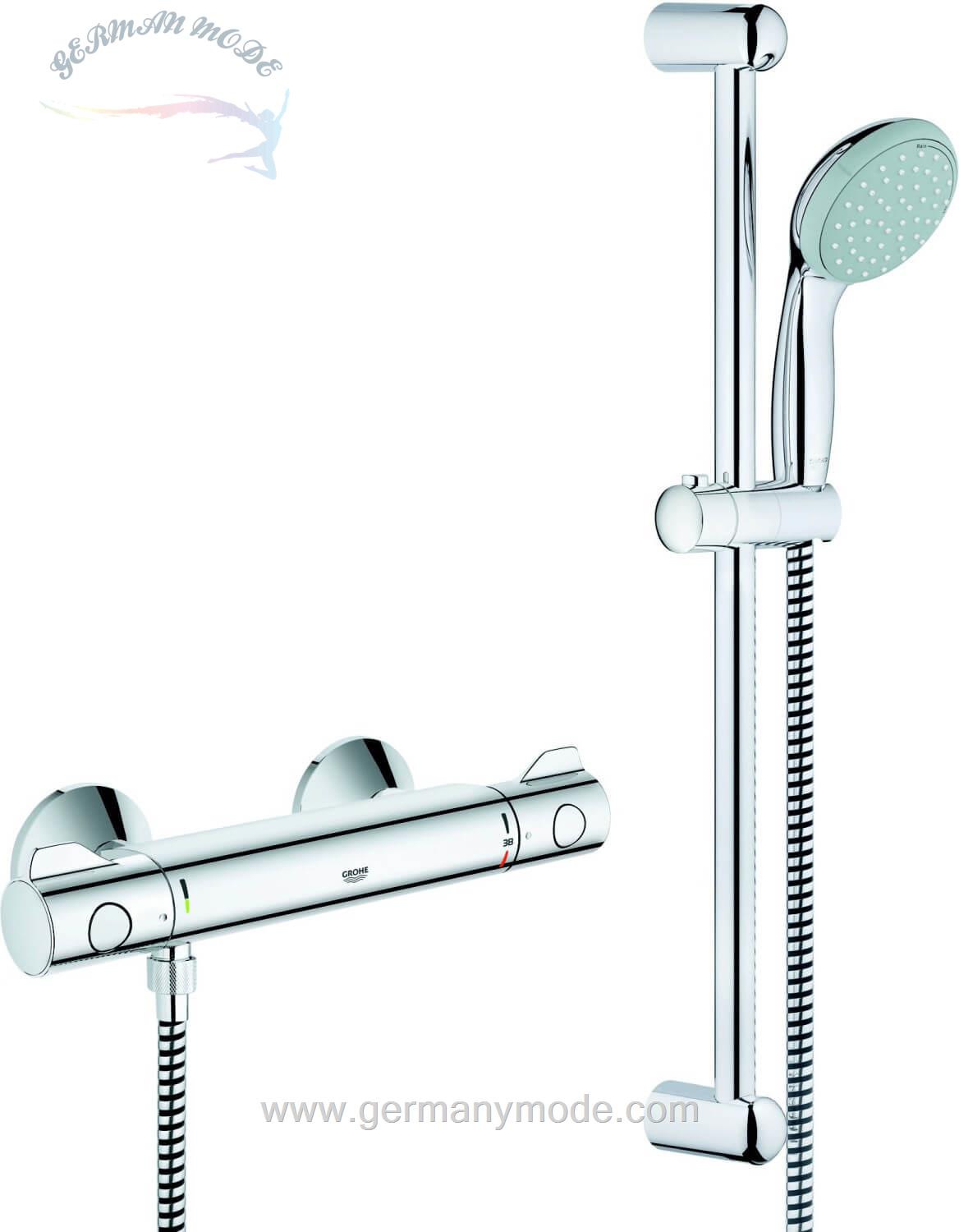 ست شیرآلات دوش حمام گروهه آلمان GROHE Grohtherm 1000 Performance Thermostat Brauseset mit Brausegarnitur Tempesta C 100 600 mm 34783000