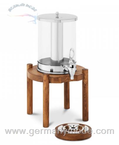 کلمن شیشه ای شیردار پایه چوبی رویال کترینگ آلمان Royal Catering Saftspender - 7 L - Kühlsystem - helles Holzgestell