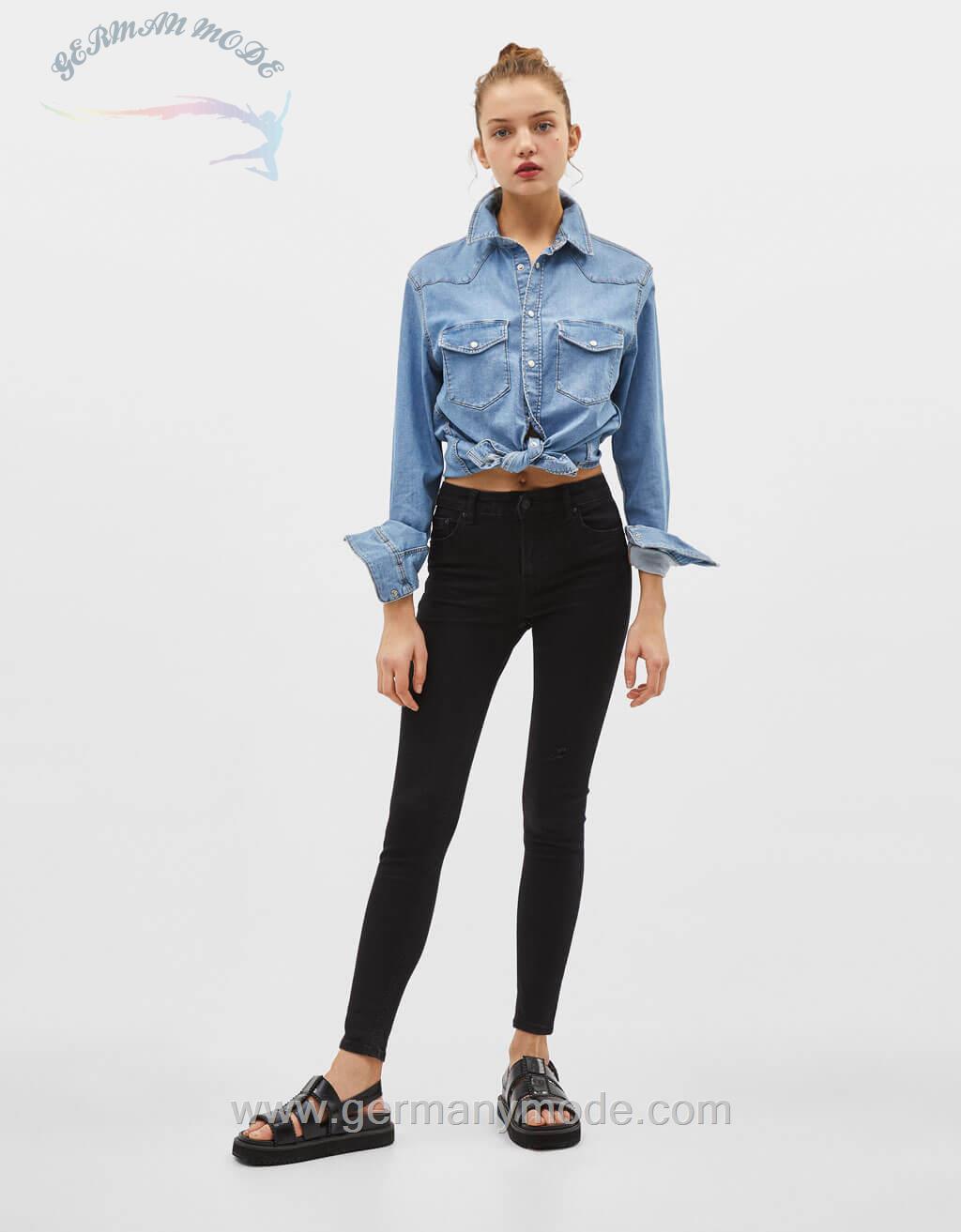 شلوار جین زنانه برشکا اسپانیا Push-up-Jeans mit tiefem Bund1