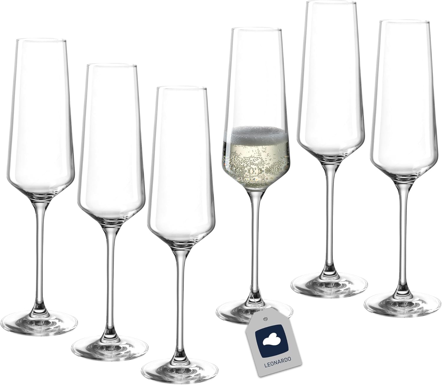 لیوان‌ شامپاین لئوناردو هوم آلمان Leonardo Sektglas PUCCINI Kristallglas 280 ml مدل پوچینی مجموعه ۶ عددی ضد خش ۲۸۰ میلی‌لیتر ماندگار برای خانه و رستوران‌ هتل ها ۰۶۹۵۵۰، ۶